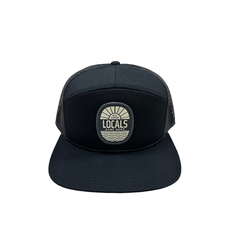 LOCALS SUN & WAVES FLAT 7 PANEL FLAT BRIM TRUCKER BLACK