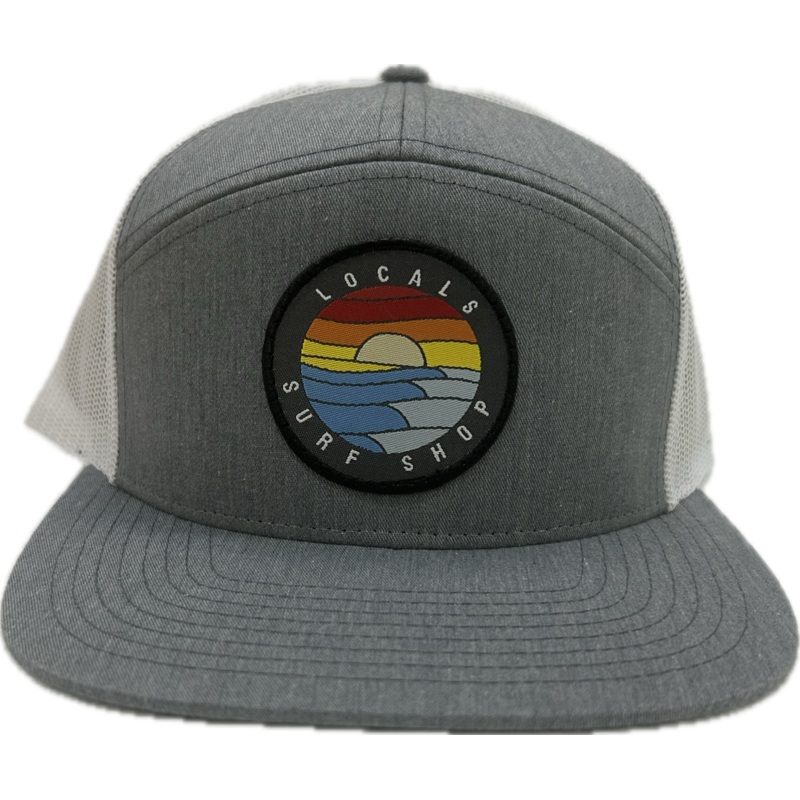 LOCALS SUNRISE 7 PANEL FLAT BRIM TRUCKER H. GREY/WHITE