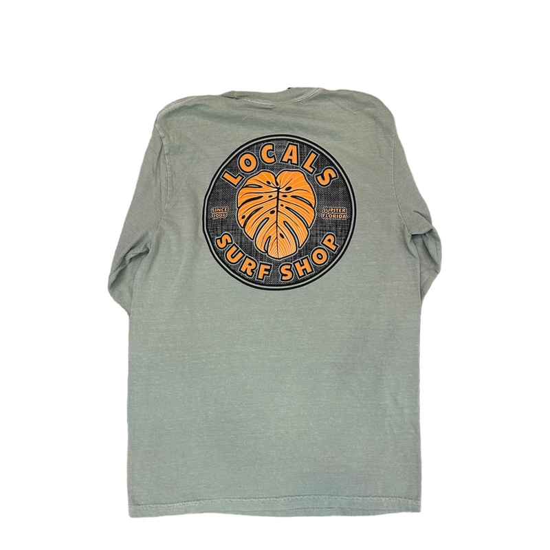 LOCALS TROPICAL LEAF GARMENT DYE L/S TEE SANDSTONE