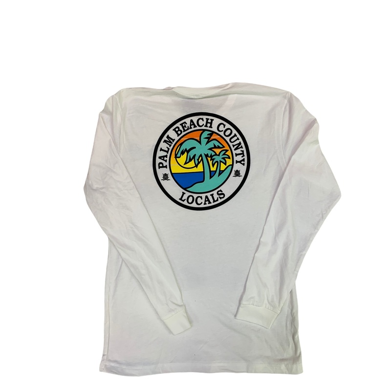 PALM BEACH COUNTY LOCALS MENS L/S SUEDED CREW WHITE