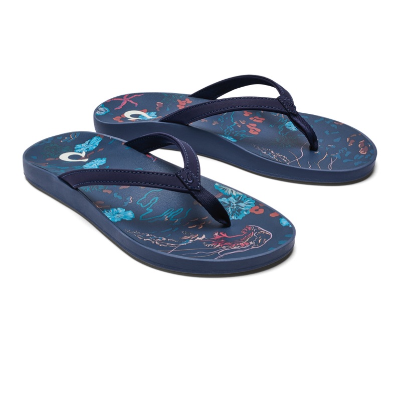 WOMENS OLUKAI PUAWE MIDNIGHT BLUE / BARRIER REEF