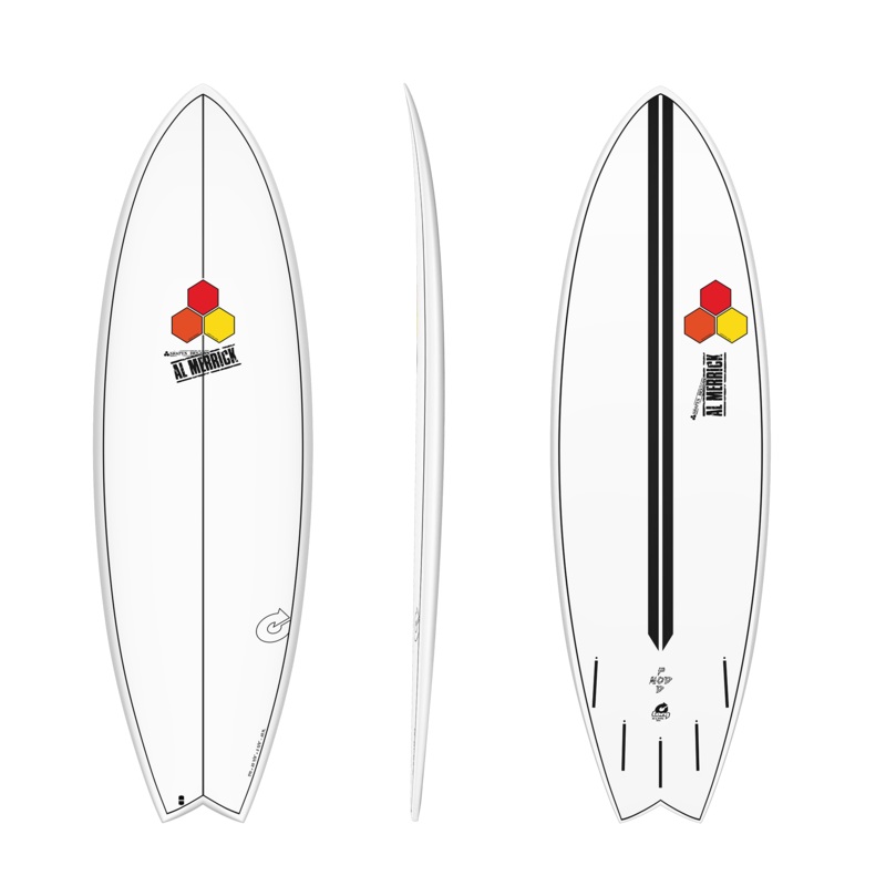 6'2 TORQ/CHANNEL ISLANDS POD MOD 21 3/8 x 2 3/4 40.5L WHITE W/ PINLINES