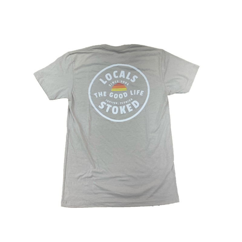 LOCALS MENS GOOD LIFE CIRCLE SUEDED CREW LIGHT GREY