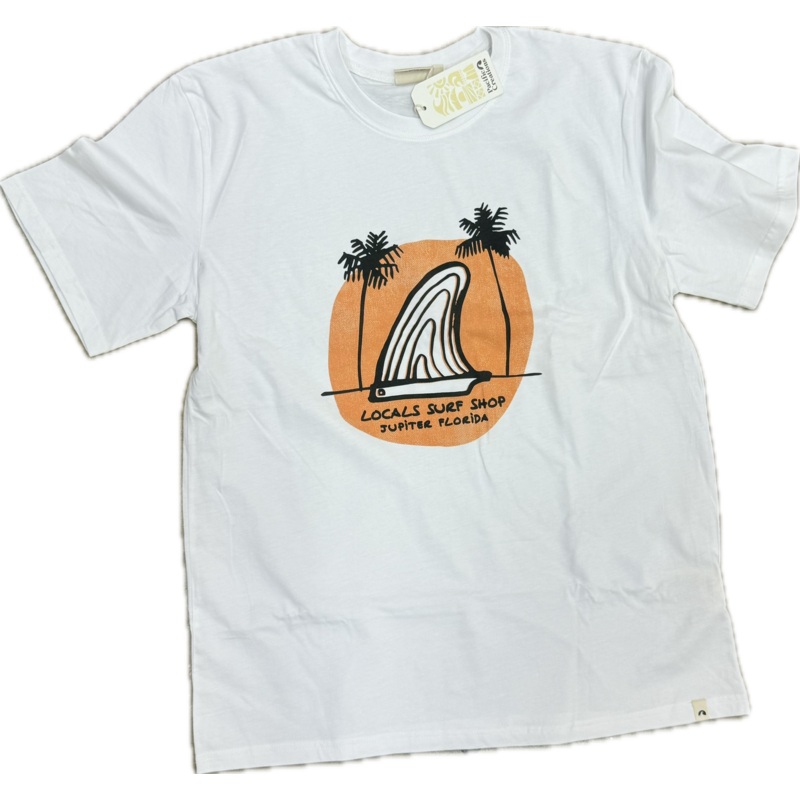 LOCALS MENS SINGLE FIN TEE WHITE