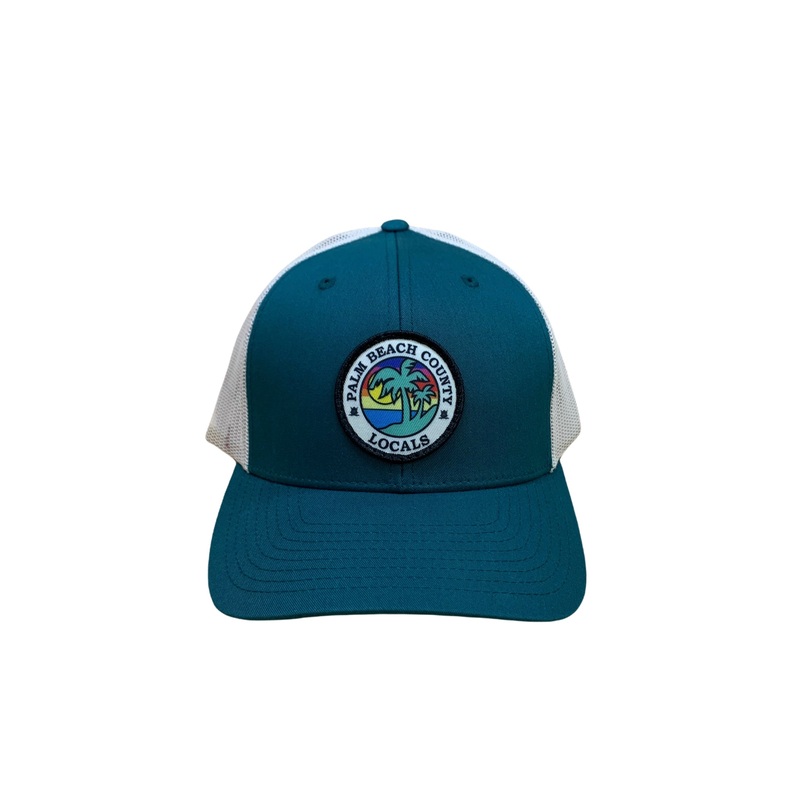 PALM BEACH COUNTY LOCALS CURVED BILL TRUCKER DEEP TEAL/BIRCH