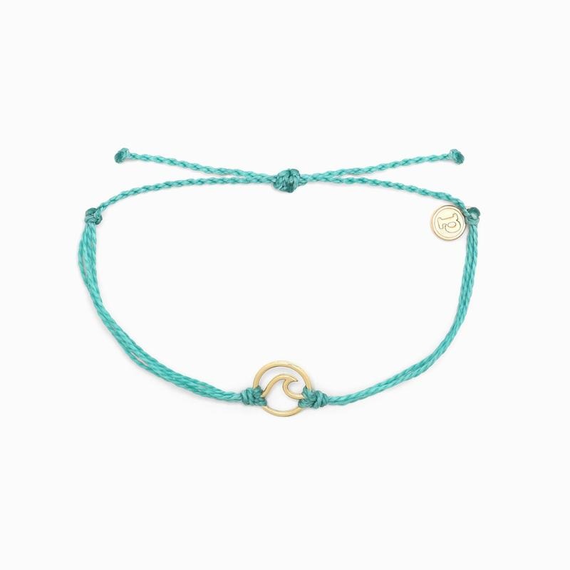 Pura Vida - Gold Wave Charm - Pacific Blue