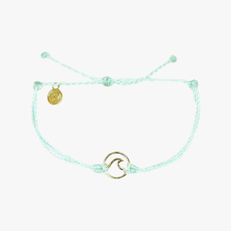Pura Vida - Gold Wave Charm  - Seafoam