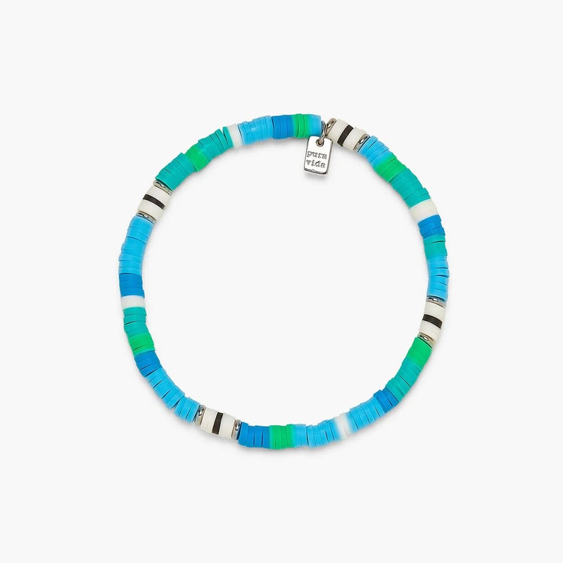 Pura Vida - Rainforest Heshi Bead Stretch Bracelet - Blue