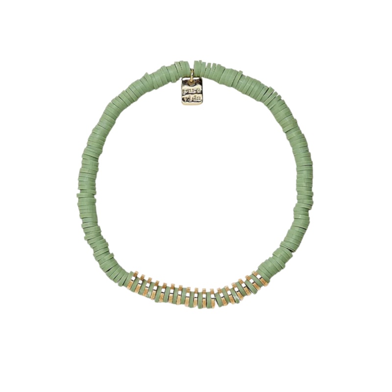 Pura Vida - Heishi Disc & Metal Bead stretch Bracelets