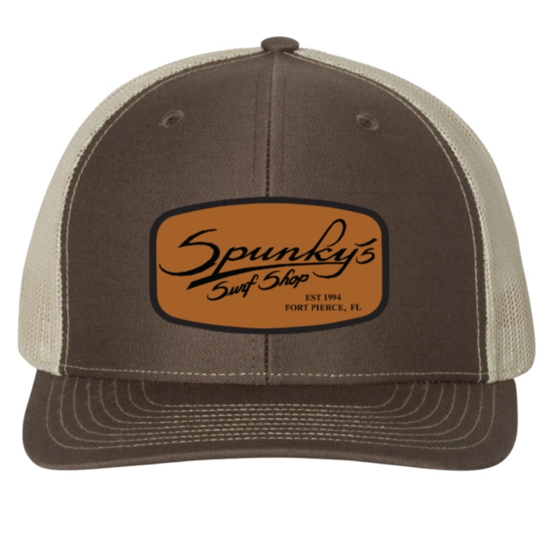 Spunky's - Brown Leather Trucker - Hat - Rectangle Leather Patch