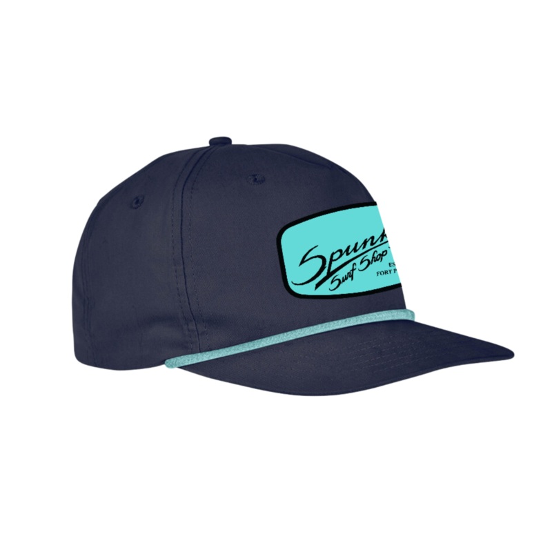 Spunky's - Navy Nautical Trucker - Hat - Rectangle Leather Patch