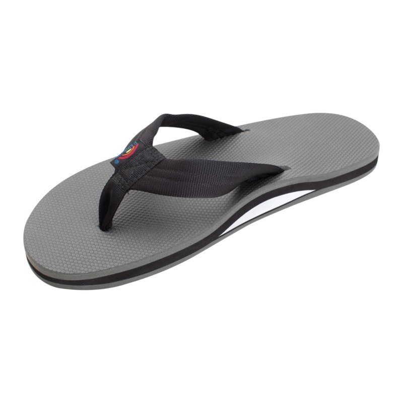Rainbow - Single Layer Grey Rubber Top Black 1" - Mens Sandal