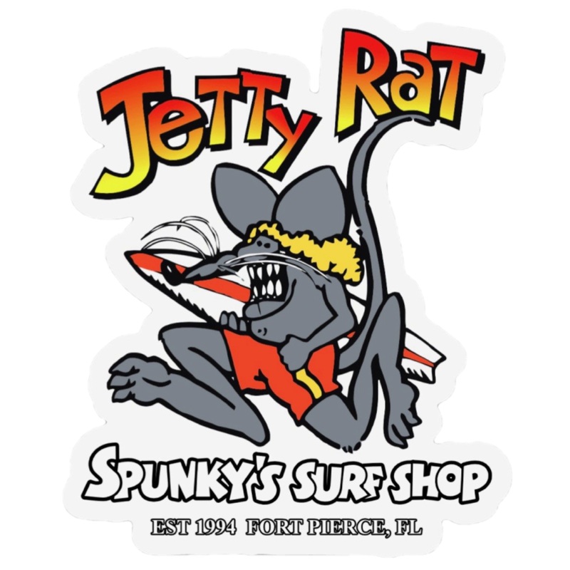 Spunky's Surf Shop - The Jetty Rat - 1.5" Mini Sticker - Free with Purchase