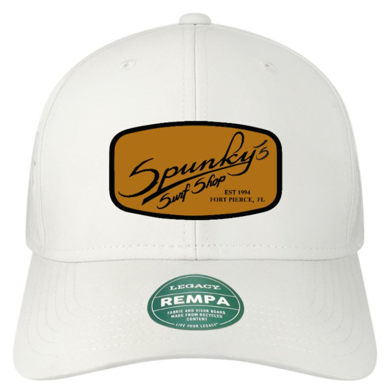 Spunky's - White Performance Adjustable - Hat - Rectangle Leather Patch