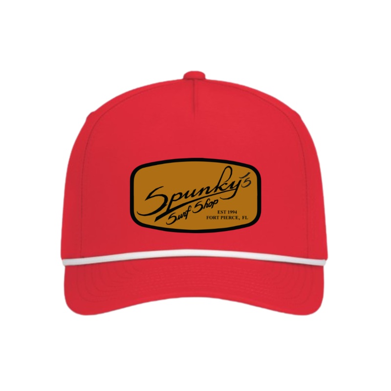 Spunky's - Red Nautical Trucker - Hat - Rectangle Leather Patch