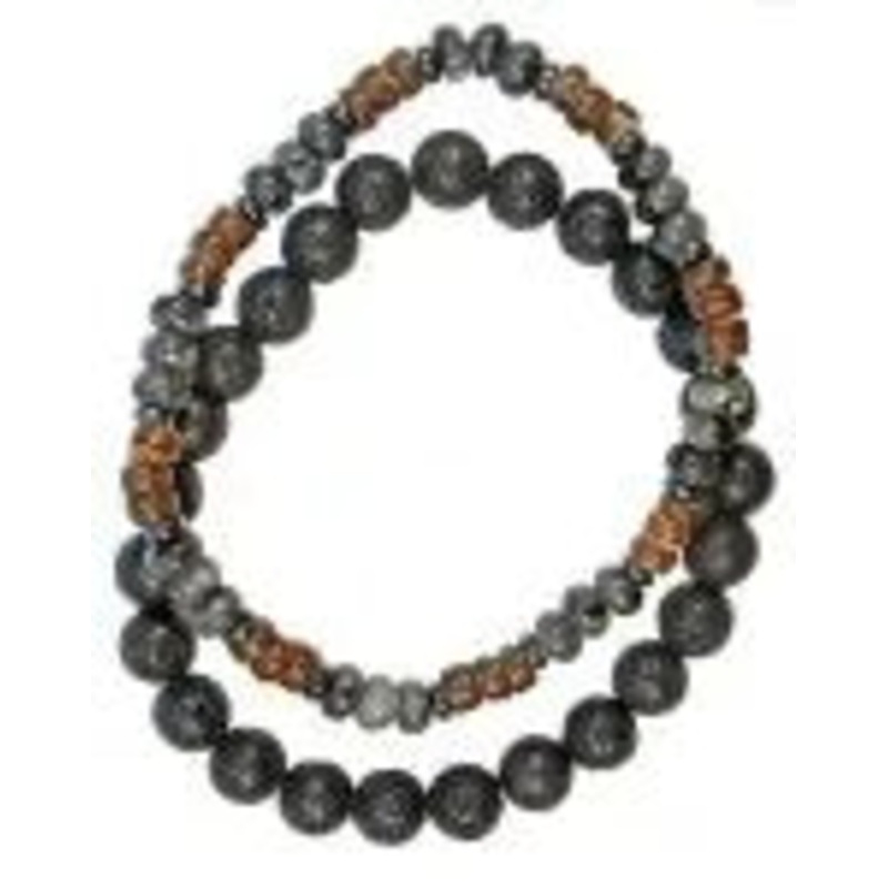 2 Strand Lava Bead & Coconut Bead Set