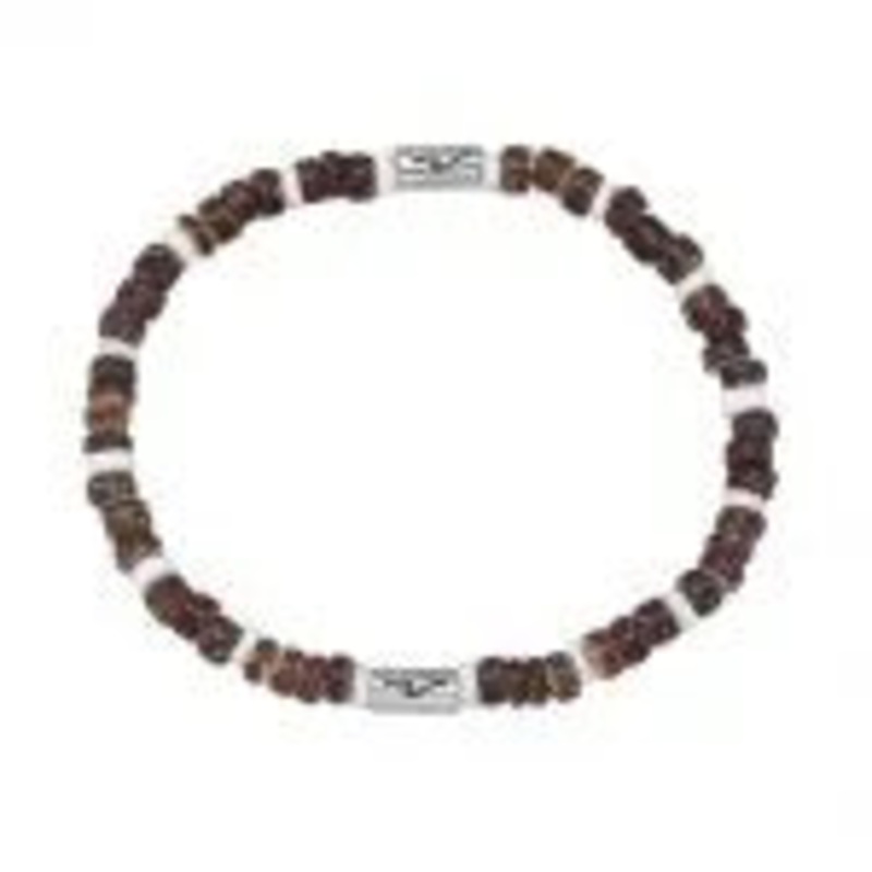 COCONUT BEADED BRACELET W/ CYCLINDER WAVE BEADS