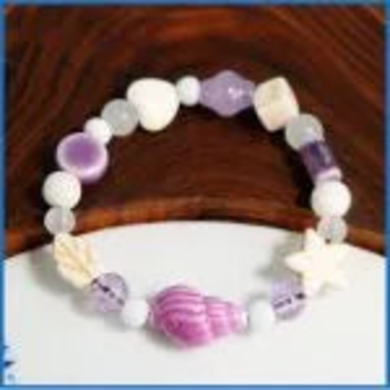 PURPLE SEASHELL ELASTIC BRACELET