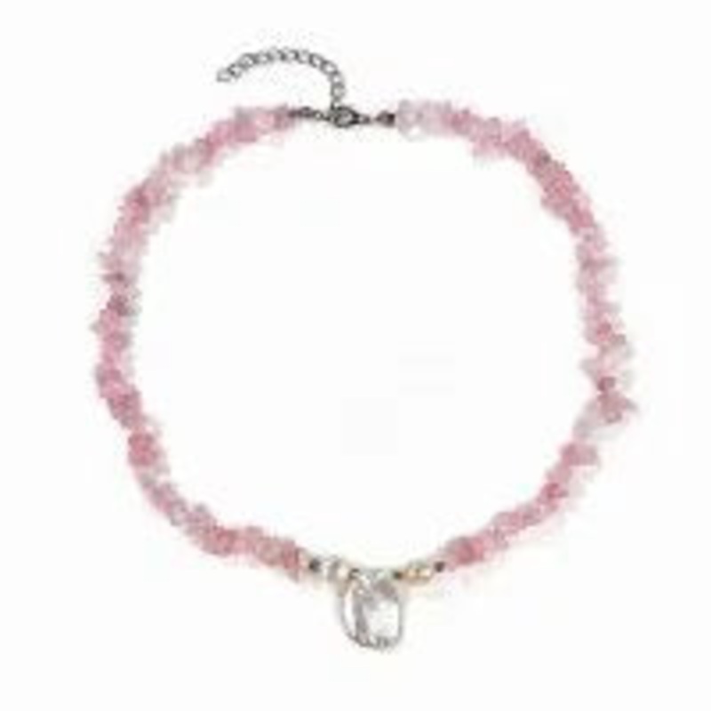 Rose Quartz Chip W/Fresh Water Pearl