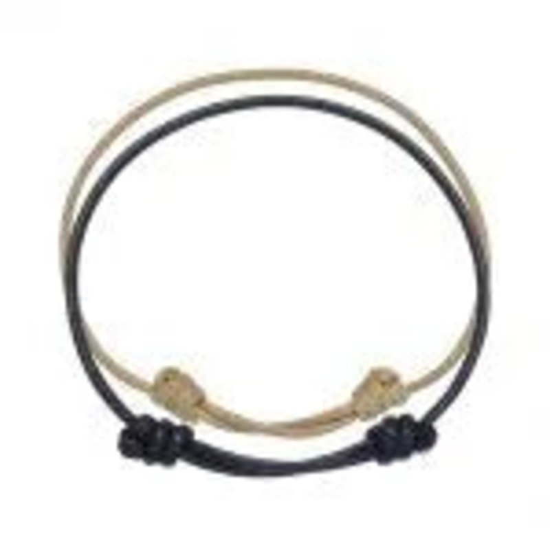 SET OF 2 BEIGE & BLK ROPE BRACELETS