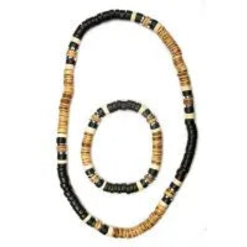 BLACK/TAN CHOKER/BRAC SET