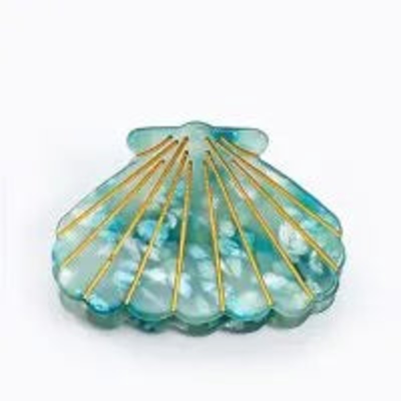 BLUE/GREEN/GOLD STRIPE CLAM HAIRCLIP