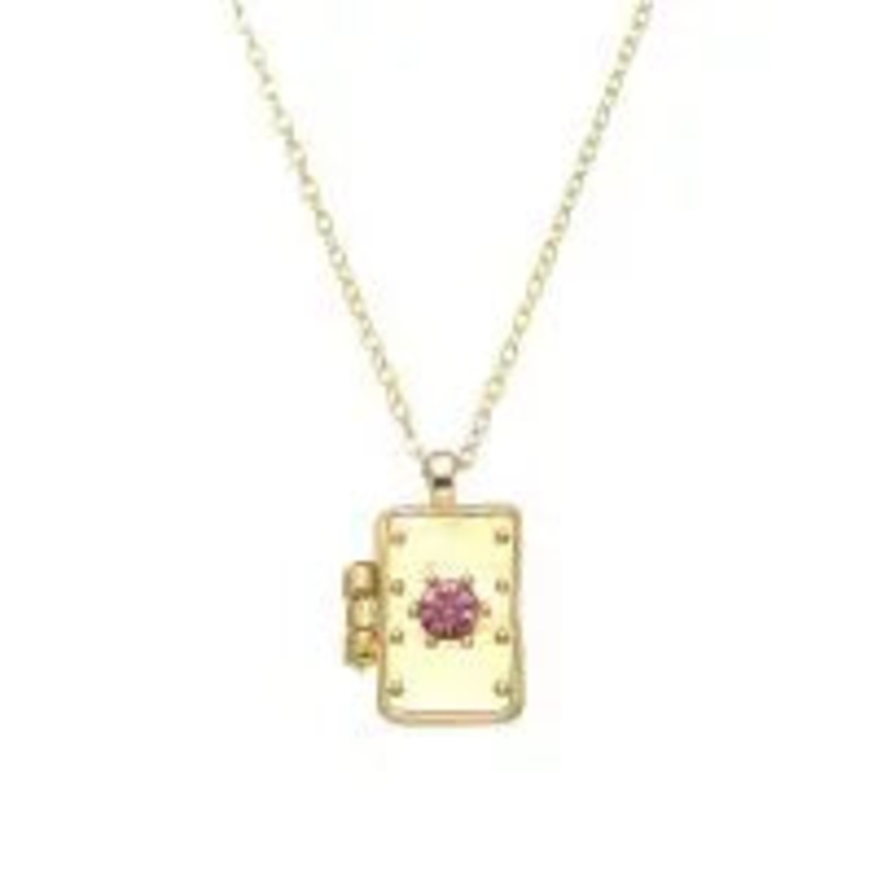 GOLD LOCKET "I AM LOVED" W/ PINK GEM