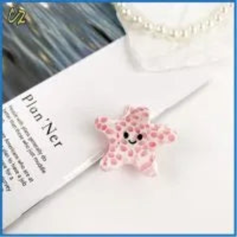 PINK SPOTTED STARFISH HAIRCLIP