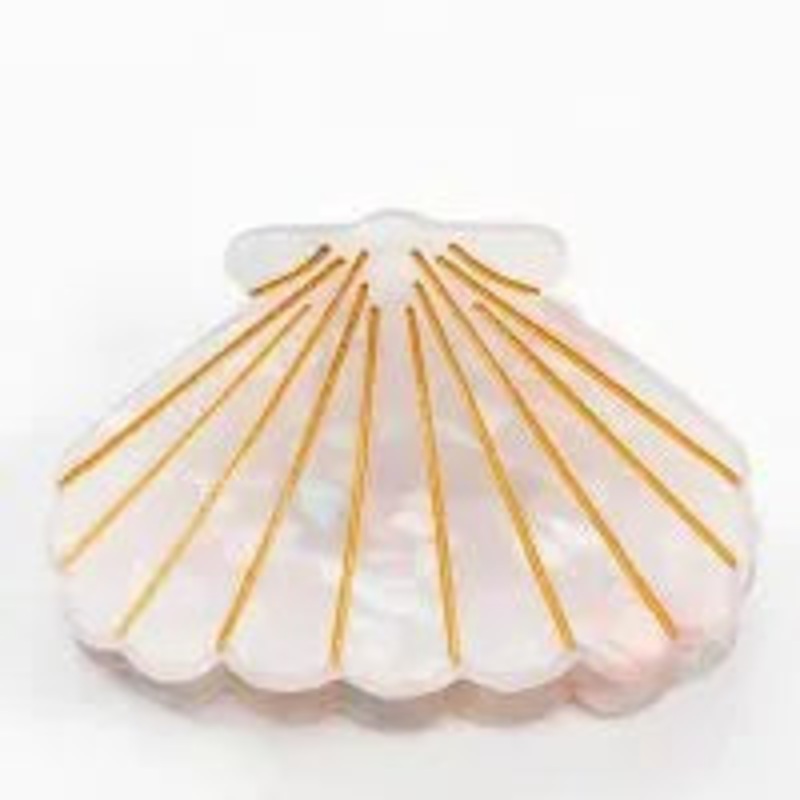 WHITE AND GOLD SHELL HAIRCLIP