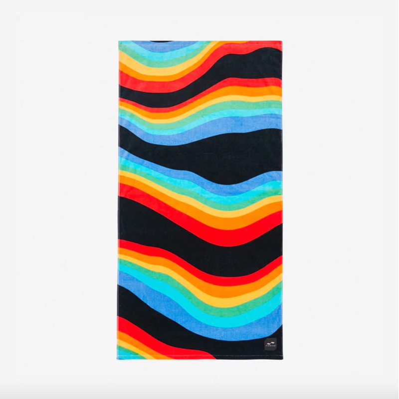 Slow Tide ROYGBIV - Black Beach Towel