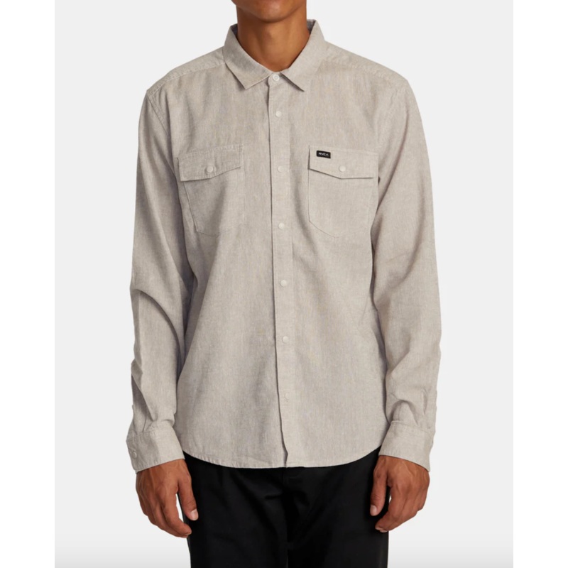 RVCA Mens Neps L/S Shirt - Washed Grey