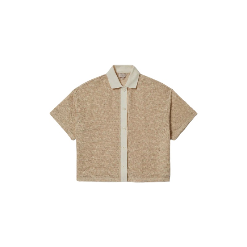 Brixton Camp Mesh Button Down S/S Polo Knit - White