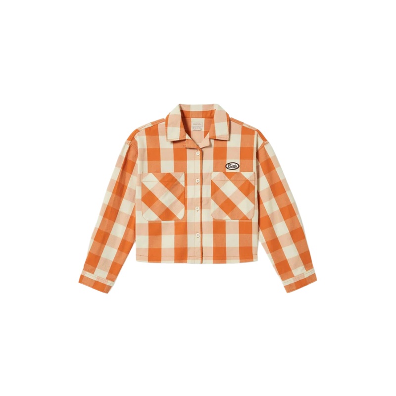 Brixton Utopia L/S Overshirt - Tangerine Gingham