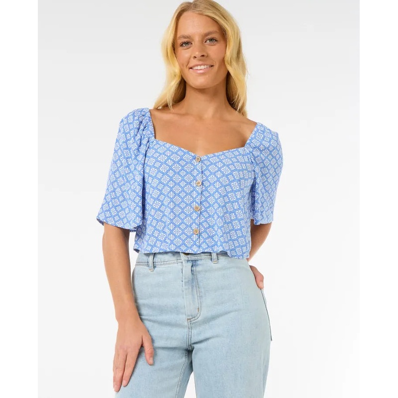 Rip Curl San Carlos Button Through Top Blue