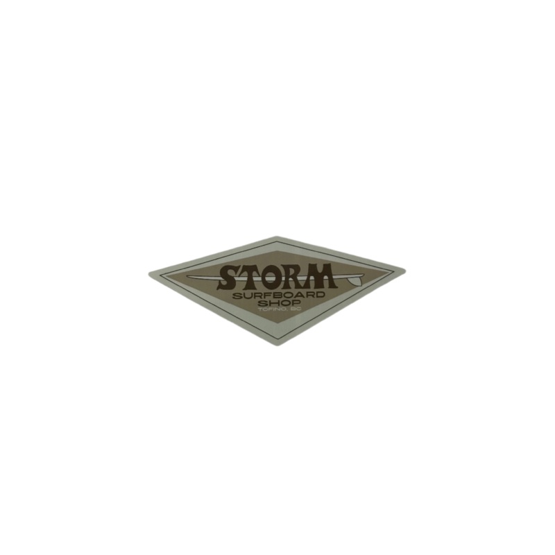 Storm Diamond Surfboard Shop Sticker Brown